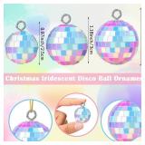 Roowest 36 Pcs Iridescent Disco Ornament Mirror Disco Ball Decoration Hanging Reflective 70s Cake Topper for Wedding Birthday Dance Music Festival Party Decoration - Retail: $20