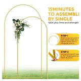 Metal Arch Backdrop Stand, 7.2FT+6FT Wedding Arch Frame, Gold Wedding Arch Backdrop Stand Set of 2, Balloon Arch Backdrop for Wedding Birthday Party Baby Shower Graduation Ceremony Decor - Retail: $40