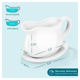 Gravy Boat, Sauce Boat 18 oz Gravy Bowl with Tray, Ceramic Serving Dish for Sauces, Dressings and Creamer with Large Handle, Designed for Microwave Safe Omesata - Retail: $13