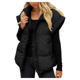 XXL Tankaneo Womens Quilted Puffer Vest Casual Stand Collar Cap Sleeve Coat Zip Loose Fit Warm Outerwear -