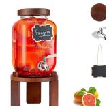 1 Gallon Drink Dispenser for Parties,Glass Beverage Dispenser with Stand,Water Dispenser with 18/8 Stainless Steel Spigot,Lemonade Stand Dispenser for Fridge,Juice,Punch,Cocktails,Ice Tea & Sun Tea - 