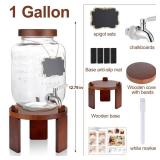 1 Gallon Drink Dispenser for Parties,Glass Beverage Dispenser with Stand,Water Dispenser with 18/8 Stainless Steel Spigot,Lemonade Stand Dispenser for Fridge,Juice,Punch,Cocktails,Ice Tea & Sun Tea - 