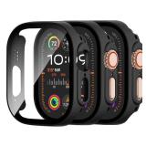 Adorve [3 Pack] Tempered Glass Case for Apple Watch Ultra 3/Ultra 2 /Ultra Screen Protector, Hard PC Face Cover Overall Protection Anti-Scratch Bumper Cases for iWatch 49mm Accessories, All Back - Ret