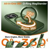 Chicfun 360Â° O-Ring MagStander for iPhone 16 Pro Case with Magnetic Kickstand Ring Holder [Compatible with MagSafe][360Â°Rotate Stand Ring][Military Shockproof] iPhone 16 Pro Phone Cover Matte Gr