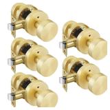 Goldenwarm Gold Door Knobs Interior, Zinc Alloy Round Ball Brushed Gold Privacy Door Knobs for Bedroom, Bathroom,Heavy Duty Interior Doorknobs Bulk - Modern & Stylish(5 Pack) - Retail: $110