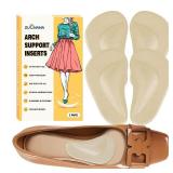 ZUCNANA Arch Support Inserts for Women Flat Feet (2 Pairs Beige), Soft Gel Arch Support Insoles for Plantar Fasciitis, Reusable Arch Pads for Foot Pain Relief, One Size Fits Any - Retail: $7