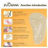 ZUCNANA Arch Support Inserts for Women Flat Feet (2 Pairs Beige), Soft Gel Arch Support Insoles for Plantar Fasciitis, Reusable Arch Pads for Foot Pain Relief, One Size Fits Any - Retail: $7