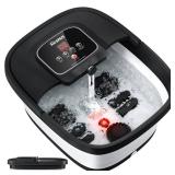 HOSPAN Collapsible Foot Spa with Heat, Bubble, Red Light, and Temperature Control, Foot Bath Massager with 8 Shiatsu Massage Rollers, Pedicure Foot Spa for Relaxation and Stress Relief, Black - Retail