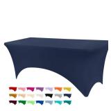 BDDC Table Covers for 6 Foot Tables, Navy Blue Washable and Wrinkle Resistant Stretch Tablecloths Rectangle 6ft for Events, Wedding, Banquets, Parties - Retail: $17