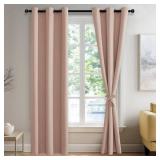 JIUZHEN Blackout Curtains for Bedroom - Thermal Insulated, Light Blocking and Noise Reducing Grommet Room Darkening Curtains 84 Inch Length 2 Panels Set (38 x 84 Inch, Blush Pink) - Retail: $150