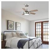 Ceiling Fans with Lights and Remote Control, 42 Inch Flush Mount Ceiling Fan with Quiet Reversible DC Motor, Dimmable LED Lighting, 6 Speeds, Timer, Nickel Ceiling Fan for Bedroom Living Room - Retail