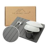 Stone Drying Mat for Kitchen Counter (11.5\" x 15.5) - Long Lasting Stone Dish Drying Mat - Quick Dish Drying Stone for Kitchen Counter - Dark Gray Stone Dish Mat - Diatomaceous Earth Dish Drying Mat 