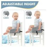 ROYALAY Toddler Booster Seat for Dining Table, Adjustable Height Booster Seat Pad for Kids Chair, 5.3inch Portable Booster Cushion with Straps, Travel Booster Seats for Baby Child Boys Girls(Grey) - R