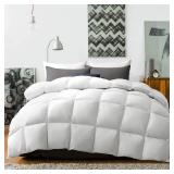 puredownÂ® Goose Feather Comforter Full/Queen Size - All Season Duvet Insert, Ultra-Soft Hotel Collection Comforter, 100% Cotton Cover Medium Warmth Bedding Comforters