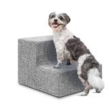Best Pet Supplies Dog Stairs & Steps - Foam Steps for Small Dogs & Cats, Non-Slip Indoor Balanced Pet Step Support, Dog Ramp, No Assembly, Ash Gray Linen, 2-Step (12-inch Height) - Retail: $28