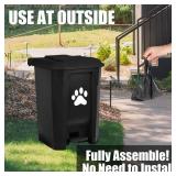 tebiete Dog Poop Trash Can Outdoors Pet Waste Station with Lid Dog Waste Disposal Container with Removable Inner Bin Bucket Hands-Free Pedal Garden Yard Home with 5Rolls Waste Bags, Black - Retail: $5