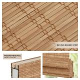 LazBlinds No Tools No Drill Cordless Bamboo Roman Shades, Light Filtering Window Treatment, Roll Up Bamboo Blinds for Windows 37