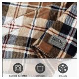 Eddie Bauer - King Size Blanket, Ultra-Soft Plush & Reversible Plaid Bedding, Throw Blanket for Couch or Bed (Trailhead Plaid Beige) - Retail: $57