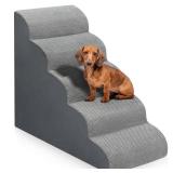 Dog Stairs for Bed 28.7âH, 5-Step Dog Ramp, Non-Slip Sturdy Pet Steps for Small Dogs & Cats to get on High Bed or Couches, Grey - Retail: $60