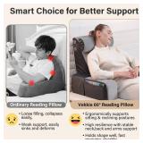 Vekkia 21\" Reading Pillow for Sitting in Bed â 60Â° Ergonomic Wedge Back Pillow, XL Side Pockets, Removable Cover, Support Chair for TV, Gaming, Working, Nursing, Recovery in Bed/Floor,Lightwe