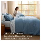 Bedsure Oversized Queen Comforter Set - 7 Pieces Grayish Blue Oversized Queen Bedding Set for All Seasons, Boho Contrasting Design Bed in a Bag with Comforter, Sheets, Pillowcases & Shams - Retail: $8