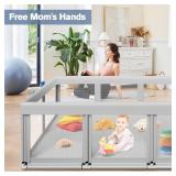 Large Baby Playpen for Babies and Toddlers, Playpen 74Ã50, Large Baby Play Yards Indoor & Outdoor, Sturdy Safety Baby Play Pen with Soft Breathable Mesh, Toddlers Activity Center with Anti-Slip Bas