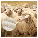 YMLIVE Wool Comforter Dvet Insert Queen Size for All Season, Breathable Organic Comforter, 100% Noiseless Cotton Shell, Luxurious Wool Fill Duvet(White) - Retail: $130