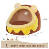Jiupety Cute Cat Bed for Indoor, Cats Warm Soft Cave Fit for Many Cats and Puppy, Honeypot, L - Retail: $26