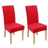 Smiry Velvet Stretch Dining Room Chair Covers Set of 2, Soft Removable Washable Chair Slipcovers Kitchen Parsons Chair Protector, Red - Retail: $17