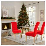 Smiry Velvet Stretch Dining Room Chair Covers Set of 2, Soft Removable Washable Chair Slipcovers Kitchen Parsons Chair Protector, Red - Retail: $17