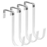 FYY Over The Door Hooks, 4 Pack Hangers Hooks with Rubber Prevent Scratches Heavy Duty Organizer for Living Room, Bathroom, Bedroom, Kitchen Hanging Clothes, Towels, Hats, Coats, Bags White - Retail: 