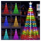 Ollny Christmas Tree Lights 6FT 170 LED, RGB 34 Modes Color Changing Outdoor String Light with Plug in Remote, Waterproof Star Lights for Xmas Outside Indoor Yard Porch Decorations