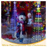 Ollny Christmas Tree Lights 6FT 170 LED, RGB 34 Modes Color Changing Outdoor String Light with Plug in Remote, Waterproof Star Lights for Xmas Outside Indoor Yard Porch Decorations