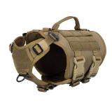 ICEFANG GN3 Tactical Dog Harness with 6X Buckle,Dog Molle Vest with Handle,3/4 Body, Hook and Loop Panel for ID Patch,No Pulling Front Clip (XS (Neck 12\"-17\"; Chest 17\"-23\"), Coyote Brown) - Retai