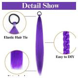 Purple Ponytail Extension for Women Girls, 2 Pack Braided Hair Extensions with Tinsel, 26 Inch Colorful Synthetic Ponytail Extension with Elastic Tie for Daily Cosplay & Dress Up Party - Retail: $10