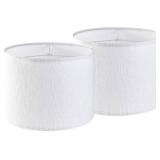 Set of 2 Pure White Linen Drum Lamp Shade 13\" Top x 13\" Bottom x 10\" High (Spider) Contemporary Lamp Shades for Table Lamps & Bedside Lamps Replacement Lampshade - GO&SO - Assembly is Required - Re