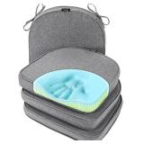SUNROX Gel Memory Foam Chair Cushion with Ties, Ultra Durable Water Resistant FadeShield Outdoor/Indoor Reversible Chair Seat Cushion 17 x 16 inch Set of 4, Heather Charcoal - Retail: $59