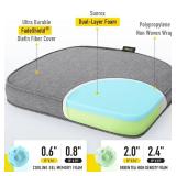 SUNROX Gel Memory Foam Chair Cushion with Ties, Ultra Durable Water Resistant FadeShield Outdoor/Indoor Reversible Chair Seat Cushion 17 x 16 inch Set of 4, Heather Charcoal - Retail: $59