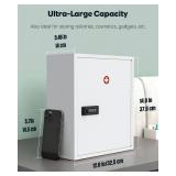 Uniclife Wall Mount Medicine Cabinet with Combination & Key Lock Locking First Aid Cabinet Lockable Medical Cabinet Large Capacity Medicine Organizer Secure Steel Wall Cabinet Metal Storage Box, White