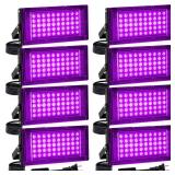 Akpgf 8 Pack 50W Black Light, LED Blacklight Flood Light with US Plug and Switch, Black Lights for Glow Party,Halloween,Body Painting,Birthday Party,Fluorescent Painting and Fluorescent Tapestry - Ret