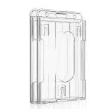 Pawfly 2 Pack Vertical 2-Card Badge Holder with Thumb Slot Hard Transparent PC Case Protector for Office School IDs Credit Cards Driverâs Licenses and Passes - Retail: $4