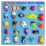 Howzcci 24 PCS Halloween Mochi Squishy Toys Squishies Halloween Toys for Kids Girls Boys Party Favors Halloween Party Favors Treat Bags Gifts