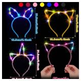Giegxin 42 Pcs Glow in The Dark Headband Set, 14 Unicorn Style Light up Headband 14 Cute Cat Ear Luminous 14 Rabbit Bunny Ear for Party Birthday Gift - Retail: $43