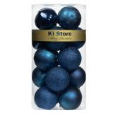 KI Store Dark Blue Christmas Balls 20pcs 3.15-Inch Christmas Tree Decoration Ornaments for Xmas Tree Holiday Wreath Garland Decor Ornaments Hooks Included - Retail: $18