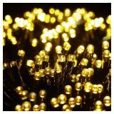 Quntis 82ft 1000 LED Cluster Christmas String Lights - Dark Green Wire Tree Lights - 8 Modes Outdoor Waterproof Plug-in for Holiday, Wedding, Party, Home Decor, Warm White - Retail: $42