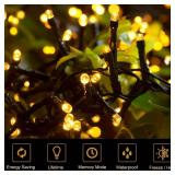 Quntis 82ft 1000 LED Cluster Christmas String Lights - Dark Green Wire Tree Lights - 8 Modes Outdoor Waterproof Plug-in for Holiday, Wedding, Party, Home Decor, Warm White - Retail: $42