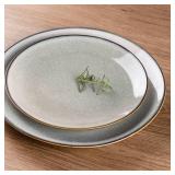 GBHOME Ceramic Dinnerware Sets for 4, 12 Pieces Stoneware Plates and Bowls Sets, Reactive Glaze Dishes -Scratch Resistant, Dishwasher&Microwave Safe - Retail: $60