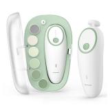 Momcozy Baby Nail File Electric, Gentle Baby Nail Trimmer Electric, Baby Nail Clipper with Night Light, 7 Grinding Head Replacement Pads, Green - Retail: $20