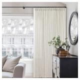 TWODRAPES Pinch Pleated Extra Wide Curtain Panels 90 Inches Long 70 Wide Linen Curtain for Patio Sliding Glass Door Cream Hooks Rings Semi Sheer Privacy 90 Inch Length for Living Room 70x90 1 Panel - 