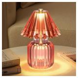 SisiHokai Small Battery Operated Lamp with Timer, Tiny Cordless Glass Table Lamp for Home Decor, Kitchen, Bathroom, Birthday Gift for Women, Jelly Red - Retail: $35